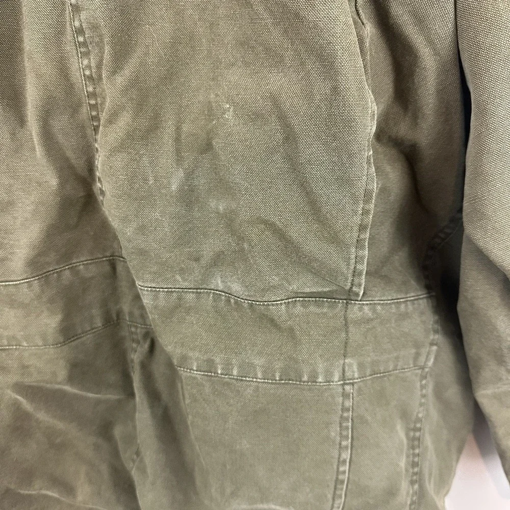 Banana Republic‎ VTG Army Green Leather Collar Distressed Jacket Mens M Read